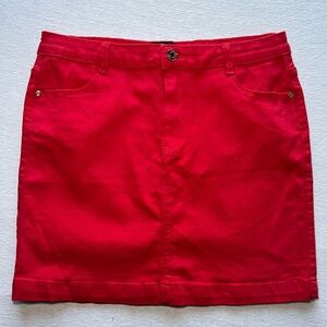 Missguided Red Denim Mini Skirt